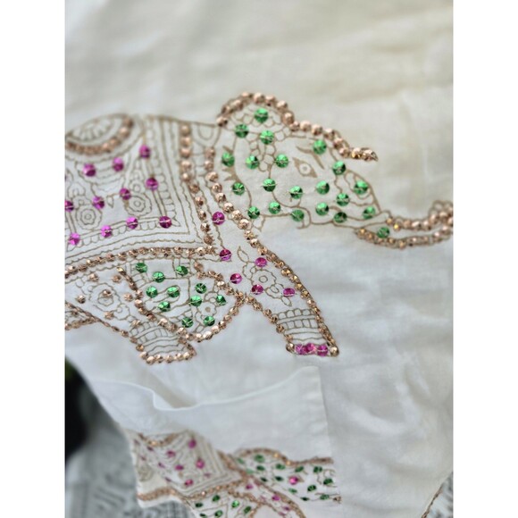Juliet Dunn London Embroidered Elephant Romper One Size Boho Resortwear India - Picture 9 of 12